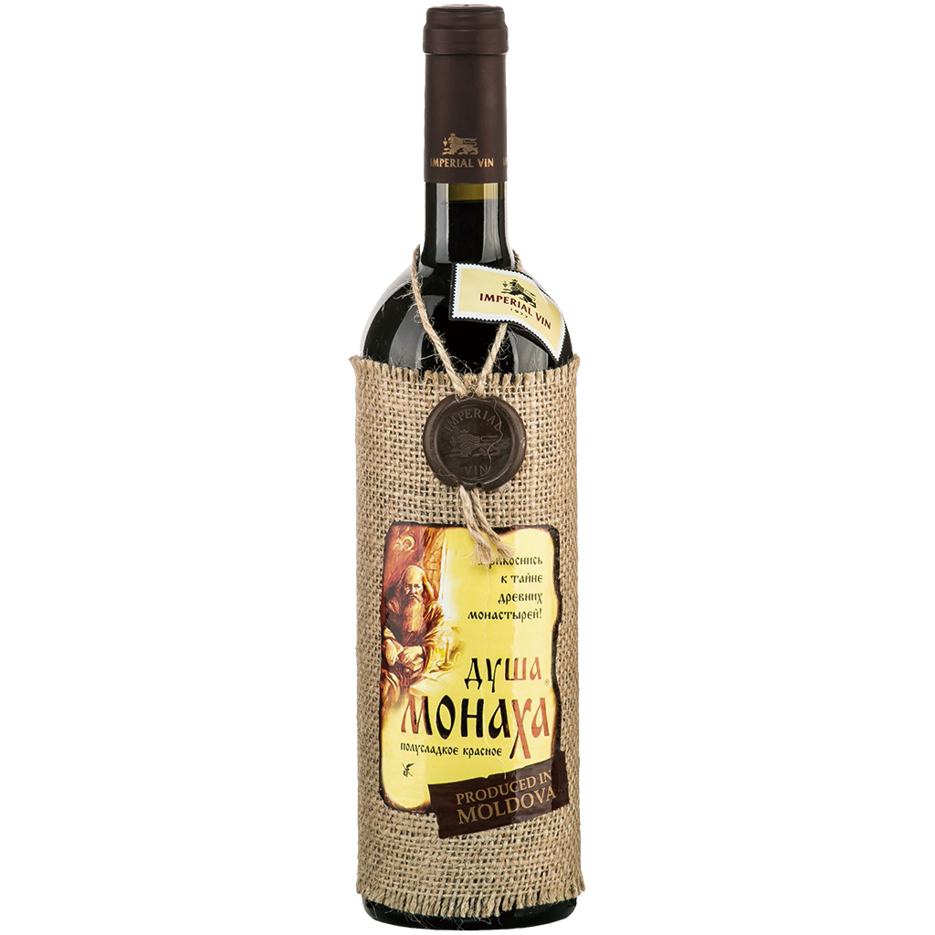 DUSHA MONACHA - Красное вино из Молдавии, полусладкое,12,5%