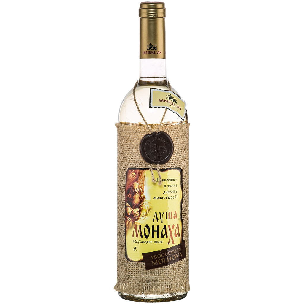 DUSHA MONACHA - Вино из Молдавии, белое, полусладкое, 12,0%