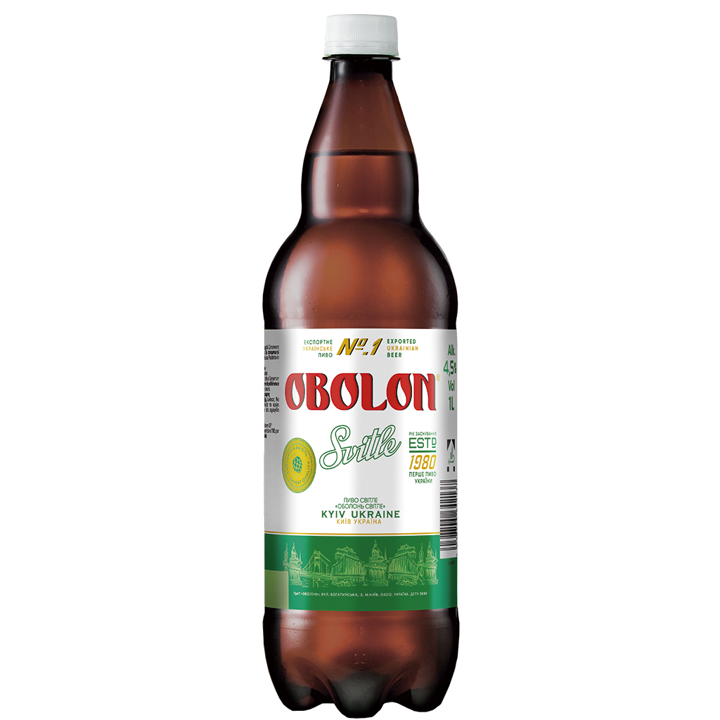 Bier "Obolon" licht, gepasteuriseerd 4,5% vol.