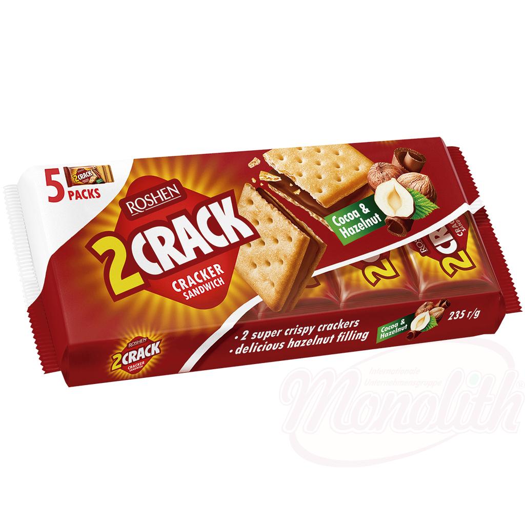 Crackers met cacao-hazelnootcrèmevulling