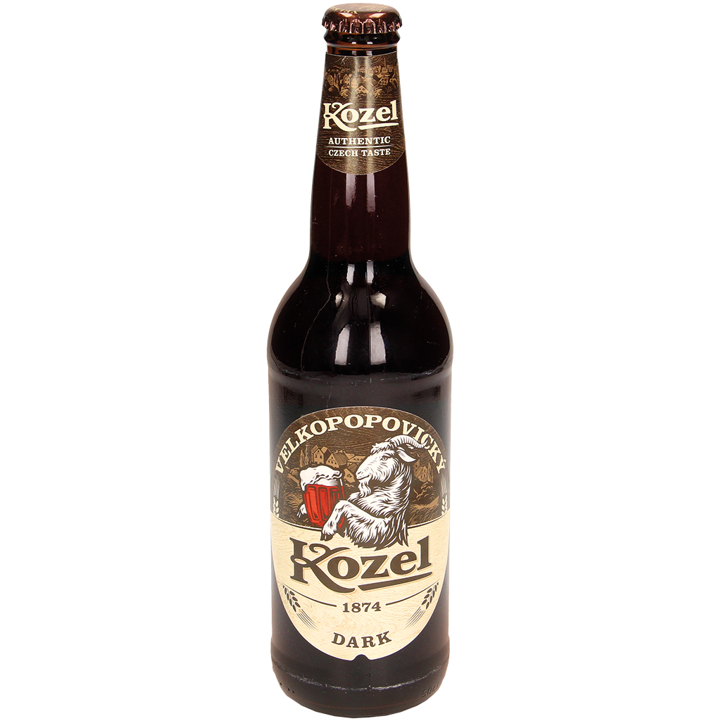 Bier "Kozel dark" dunkel 3,8% vol. Plato 9%.