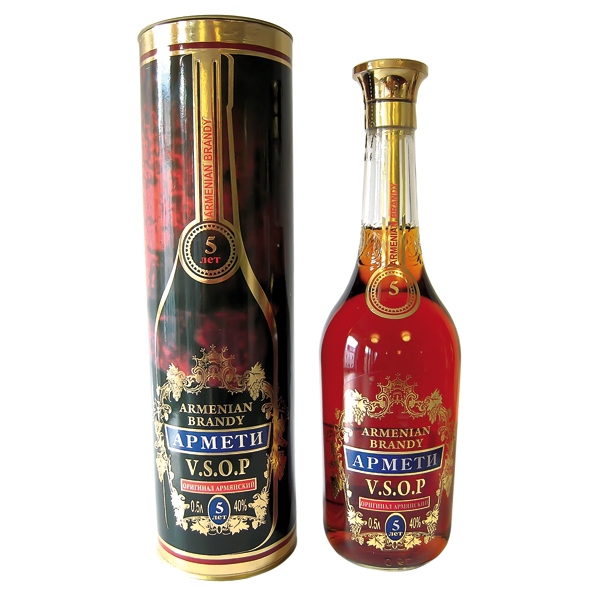 Armeense brandy "Armeti" cadeaudoos, 5 jaar oud 40% vol.