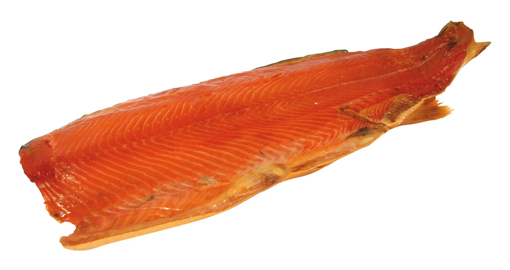 Zalmfilet (Salmo salar), met huid, koudgerookt