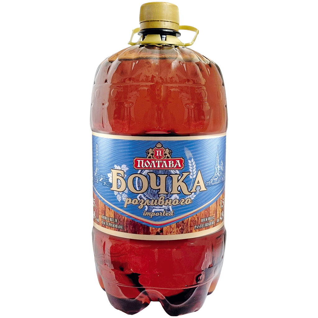 Пиво "Бочка разливного" светлое, пастеризованное, 4,9% алк.