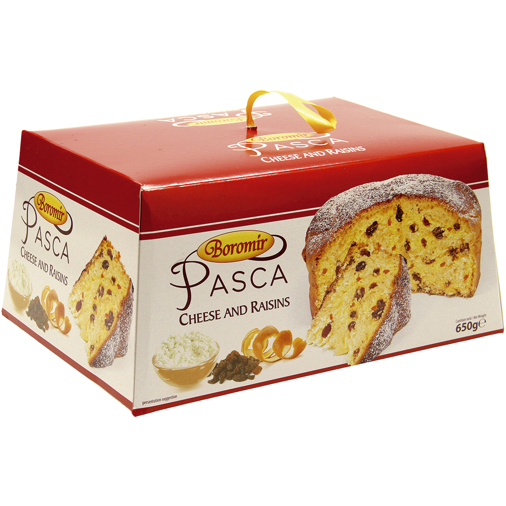 Пасхальный кулич с творожной начинкой, изюмом и засахаренной