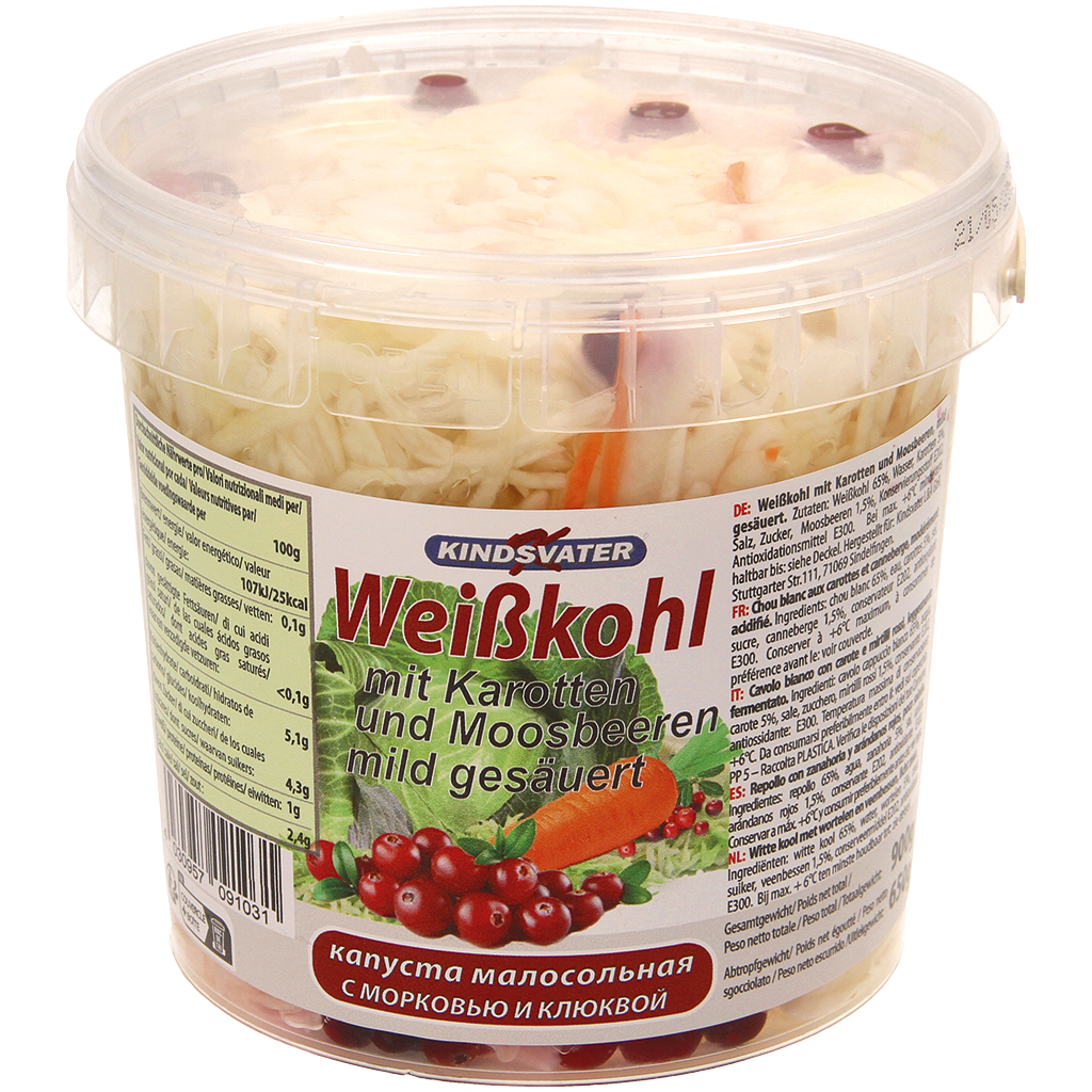 Witte kool met wortelen en veenbessen, mild gezuurd