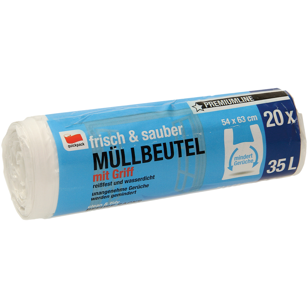 Afvalzakken met grips, fris & schoon 35L, 20 stuks, 54x63cm
