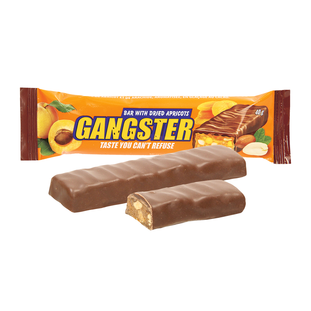 Батончик с курагой и арахисом в кондитерской глазури