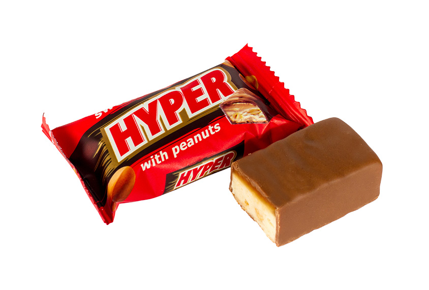 Hyper - Snoepreep met pinda's en karamel-melk smaak in choco