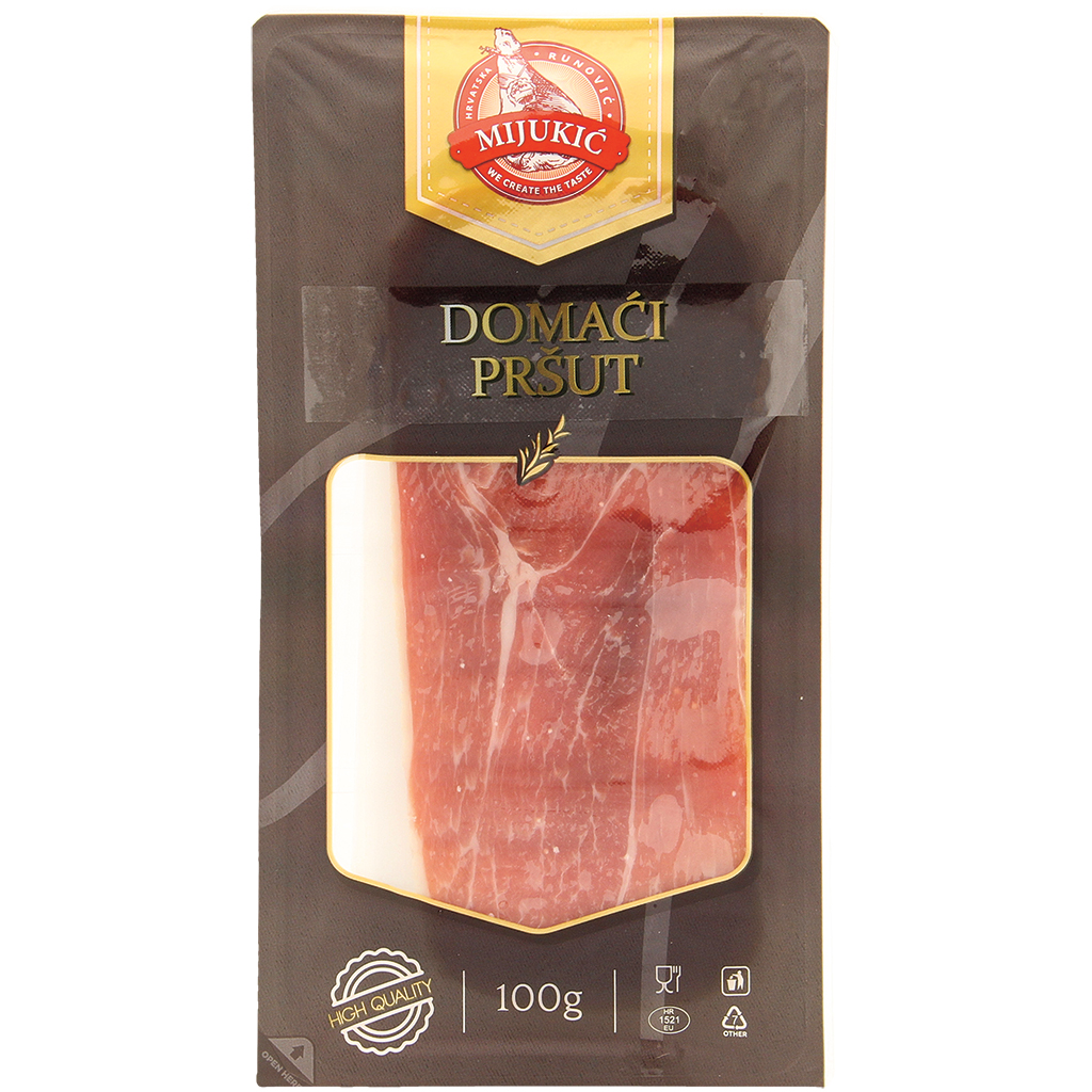 Huisgemaakte ham, rauwe ham, gezouten, gerookt