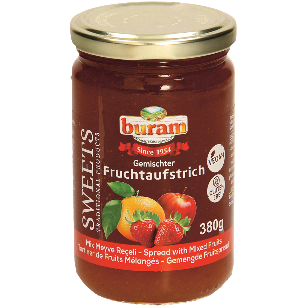 Vruchtenspread aardbei, appel en sinaasappel