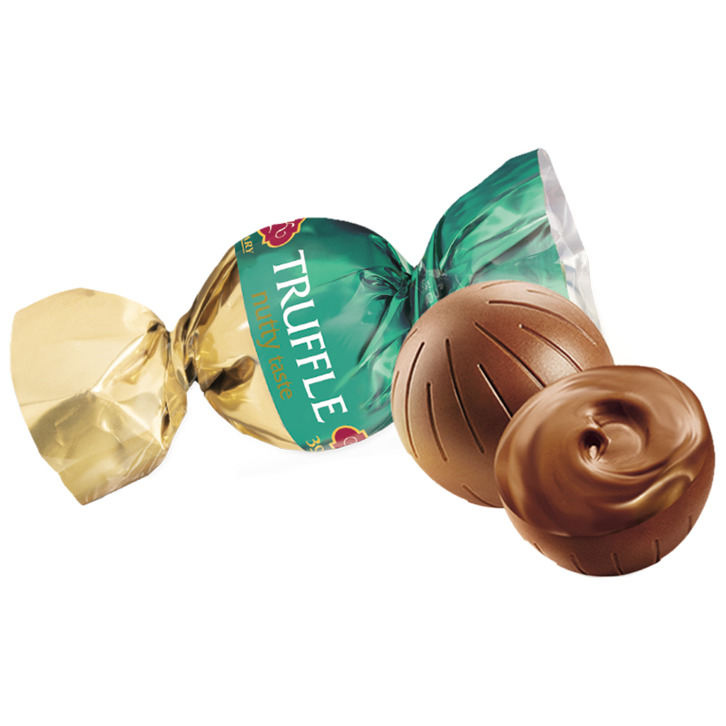 Konfekt "Truffle Nutty Taste" met hazelnootsmaak in cacao-vetglazuur 30%