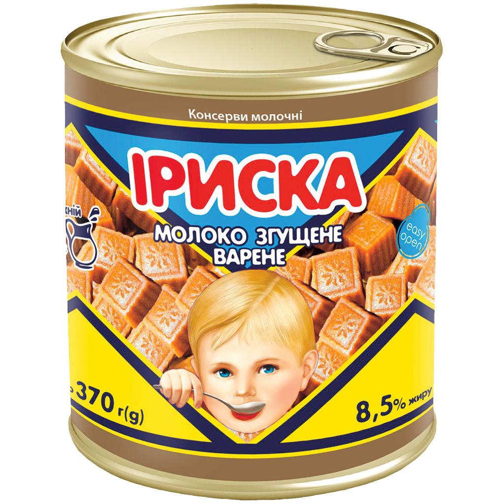Gekarameliseerd gezoet gecondenseerd melkproduct "Iriska" 8,5 % vet