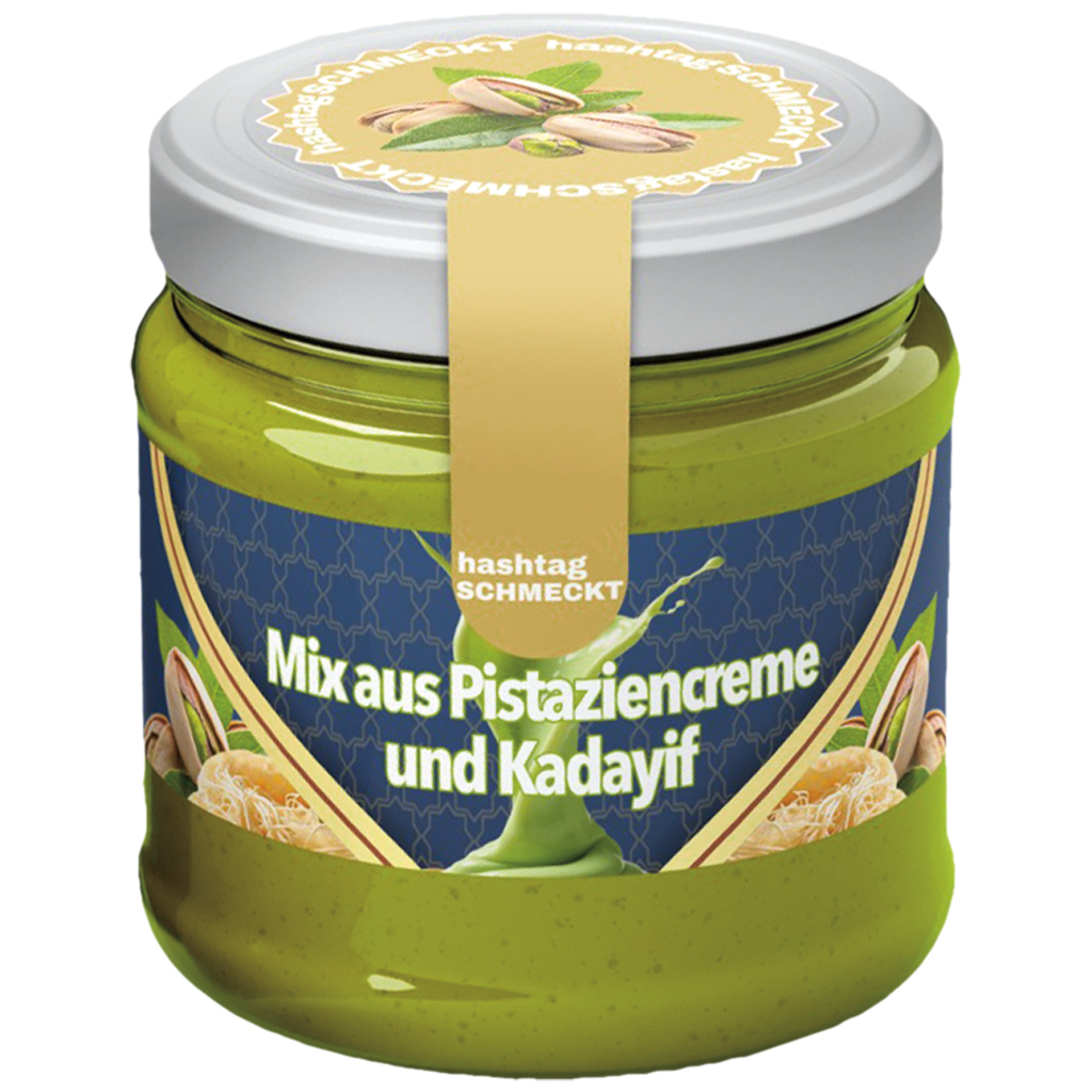 Pistachecrème met geroosterde deegdraden "Kadayif" en 30% pistachegehalte