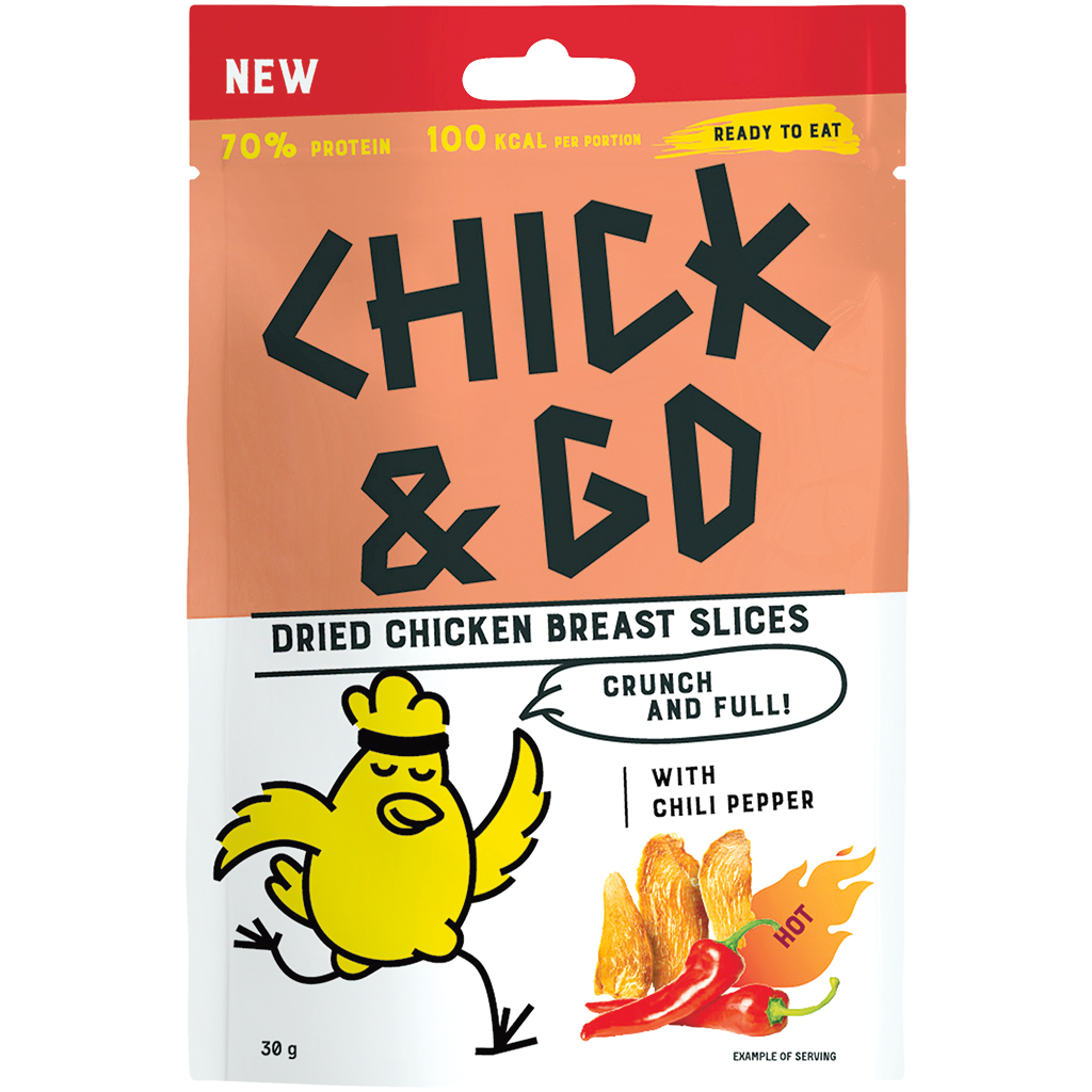 "CHICK & GO" Gedroogde kipfiletschijfjes met chili (0,23%)