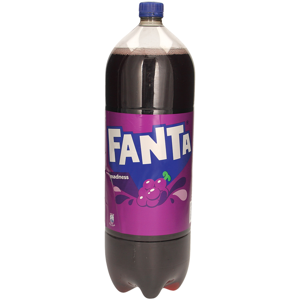Koolzuurhoudende frisdrank "Fanta Madness" met druivensmaak, met suiker en zoetstoffen