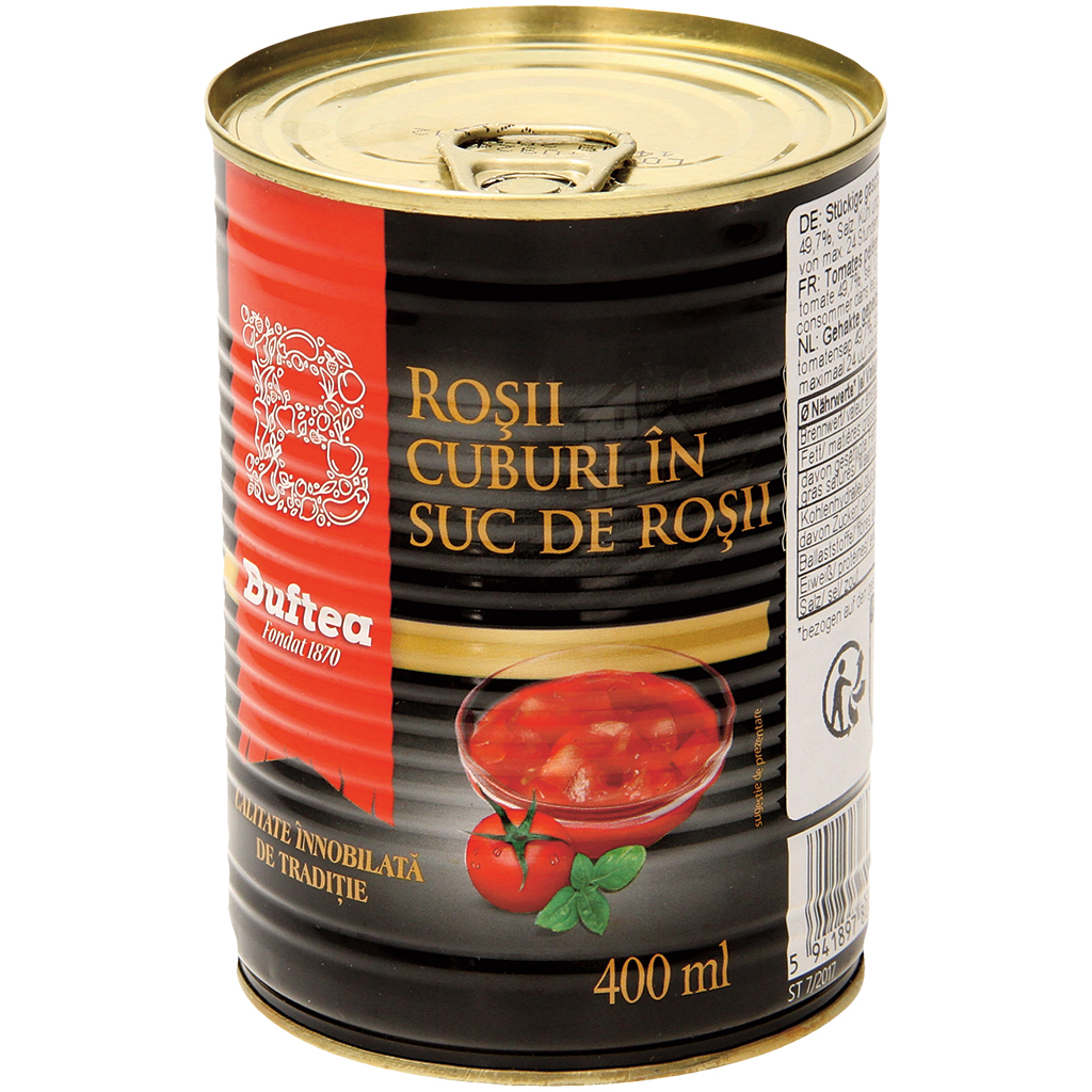 "Buftea-Rosii descojite cuburi in suc de rosii" - Очищенные