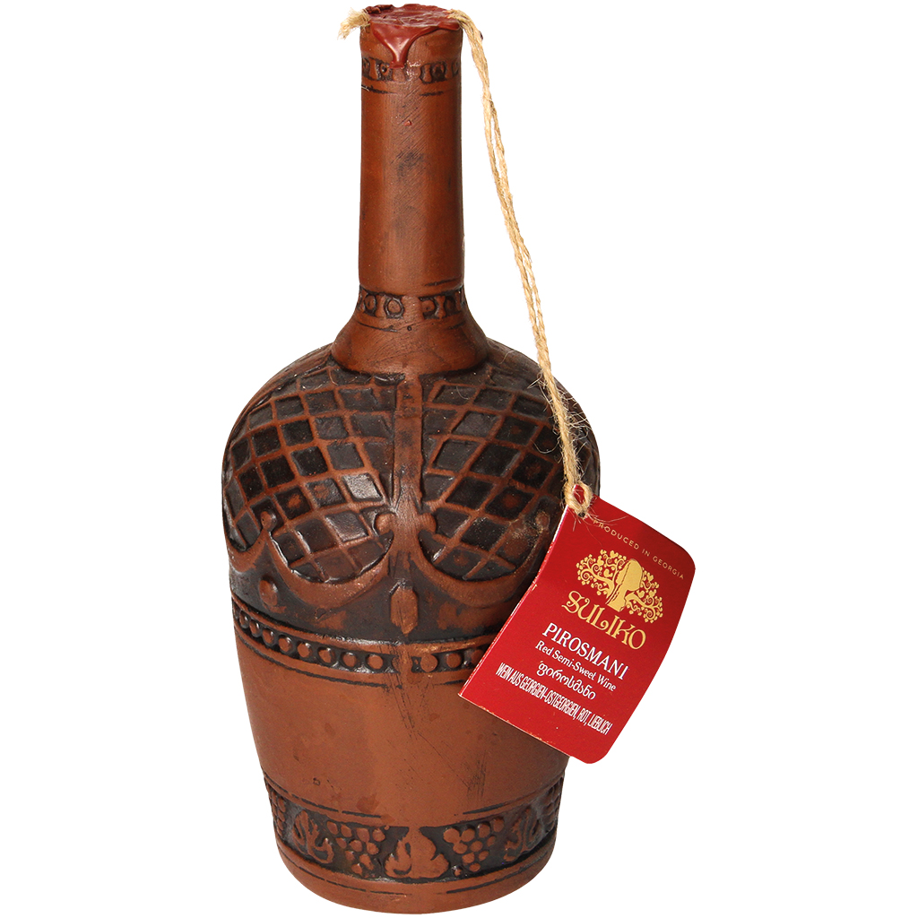 "Pirosmani" wijn uit Georgië, rood, zoet, aarden pot, 12,0% 