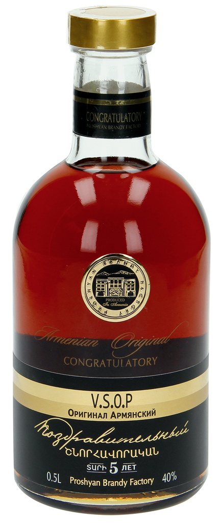 Armenische brandy "CONGRATULATORY" 5 jaar 40% vol.