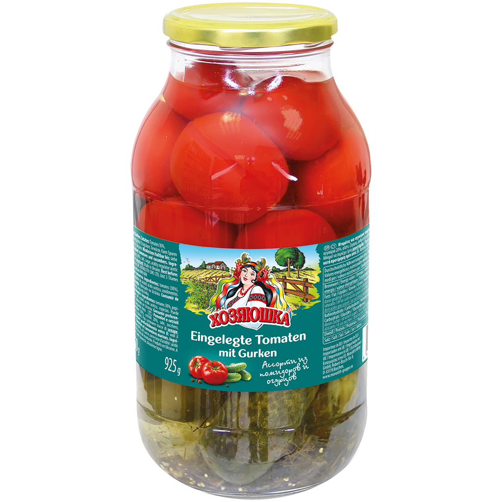 Ingemaakte tomaten met komkommer