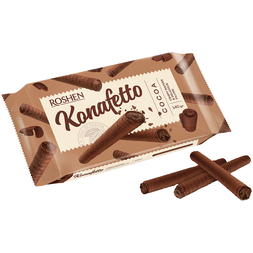 "Konafetto" Вафельные трубочки с какао, с какао-кремом (59%)
