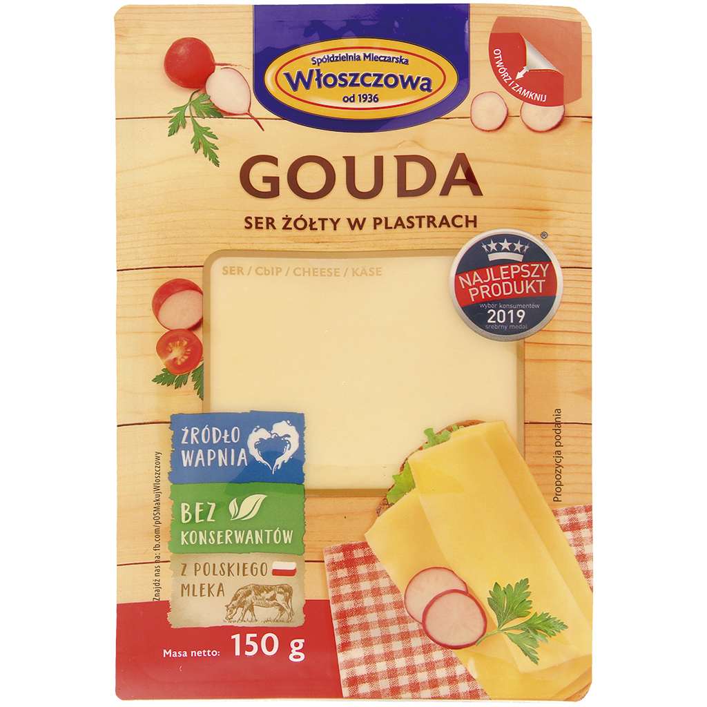 Goudse kaas in plakjes