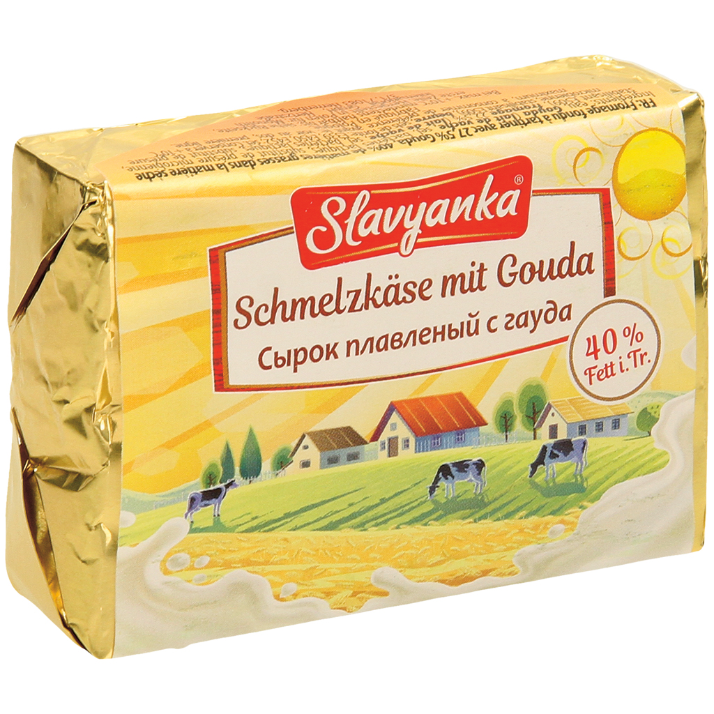 Smeerbare smeltkaas met 27,5% Gouda, 40% vet in droge stof.