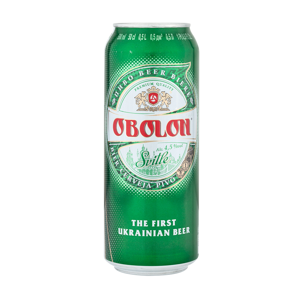 Bier "Obolon" licht, gepasteuriseerd 4,5% vol.