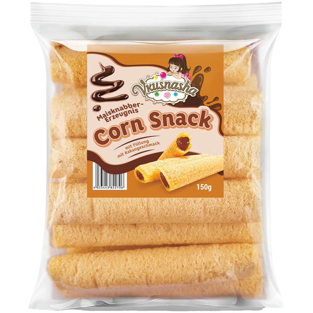 "VKUSNASHA" Трубочки кукурузные с начинкой со вкусом шоколад