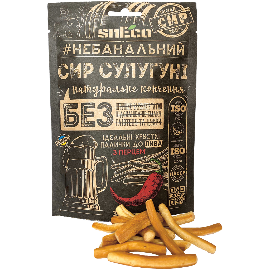 "SULUGUNI" Cырные палочки сушёные, копчёные, острые