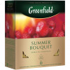 "Greenfield Zomerboeket" Hibiscus-fruittheemix, gearomatiseerd - Framboos. Dubbelkamerthee in individuele verpakking.