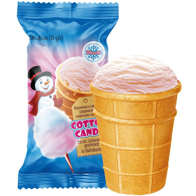 Suikerspinroomijs in een wafelbeker