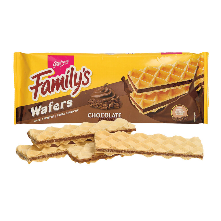 Wafels met crèmevulling (70%) met chocoladesmaak