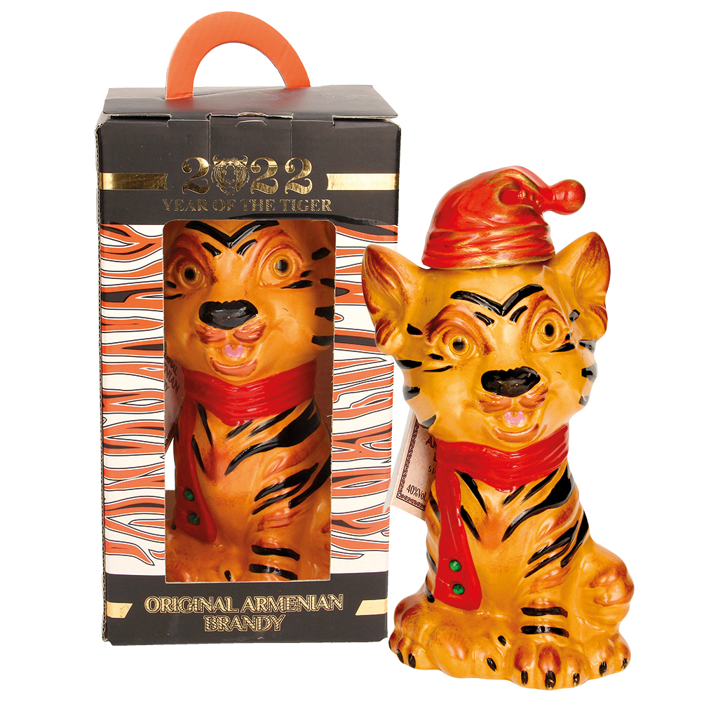 Armeense brandy Tiger 2022 keramiek 40% vol. in geschenkdoos