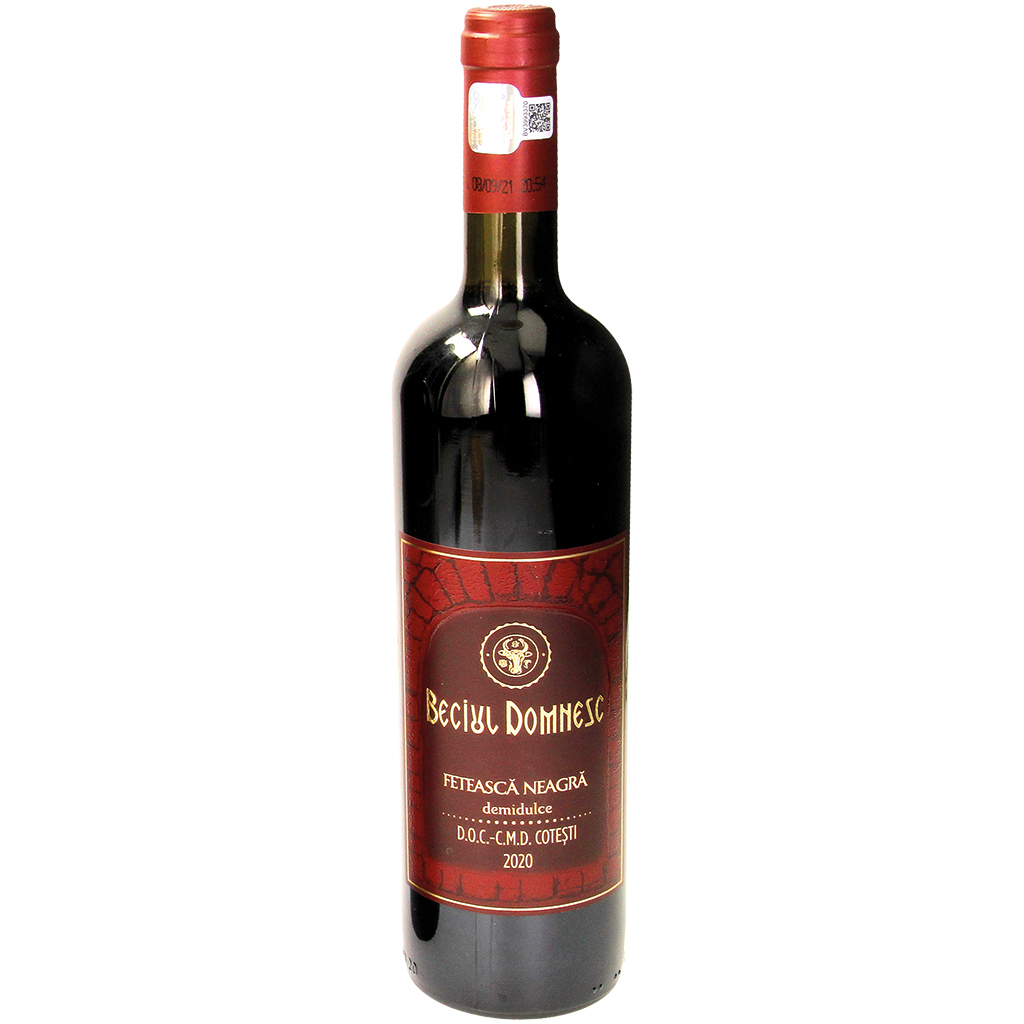 Rode wijn Feteasca Neagra uit Roemenië, zoet 13.5% vol.