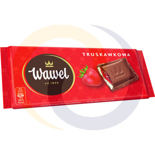 Chocolade gevuld met aardbei 90g/19st Wawel