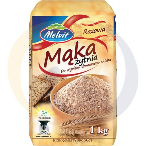 Мука ржаная цельнозерновая Melvit для домашнего хлеба 1 кг