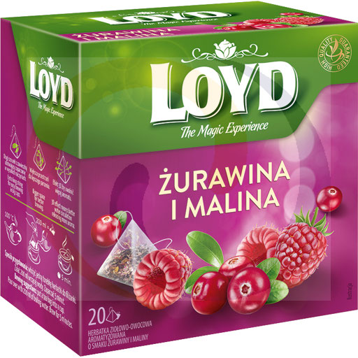 Loyd Gearomatiseerde Kruiden- en Fruitinfusie met Cranberry- en Frambozensmaak 40 g (20 x 2 g)