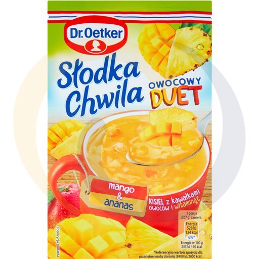 Dr. Oetker Słodka Chwila Fruit Duet Mango & Ananas Gelatine met Stukjes Fruit en Vitamine C 32 g