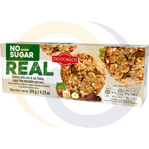 Настоящие печенья с шоколадными хлопьями без орехов 120г/9шт