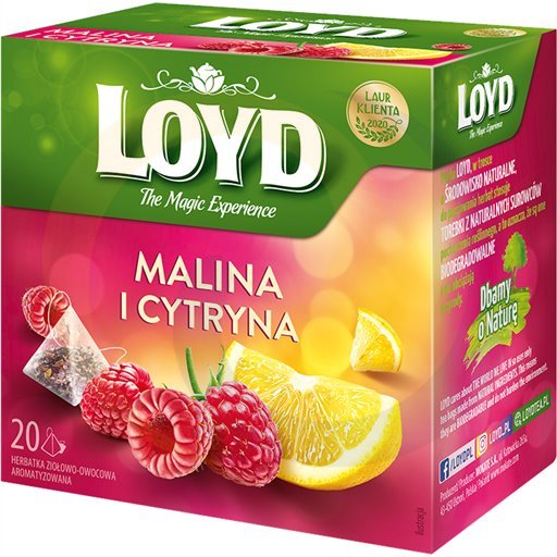 Loyd Gearomatiseerde Kruiden-Fruitthee in Zakjes Framboos en Citroen 40 g (20 x 2 g)