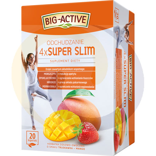 Big-Active 4 x Super Slim Afslank Dieet Supplement Kruidige en Fruit Thee 40 g (20 x 2 g)