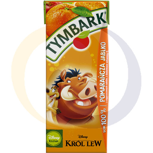 Сок 100% апельсиновый с яблоком, упаковка 0.2л, Tymbark