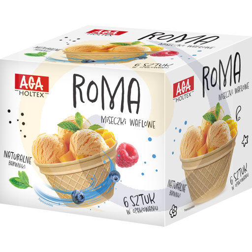 Roma ijshoorntjes schaaltjes 70g/18st Aga Holtex