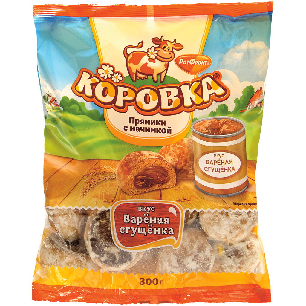 Пряники "Prjaniki Korovka" с кремовой начинкой (17%) со вкусом карамелизированого сгущеного молока