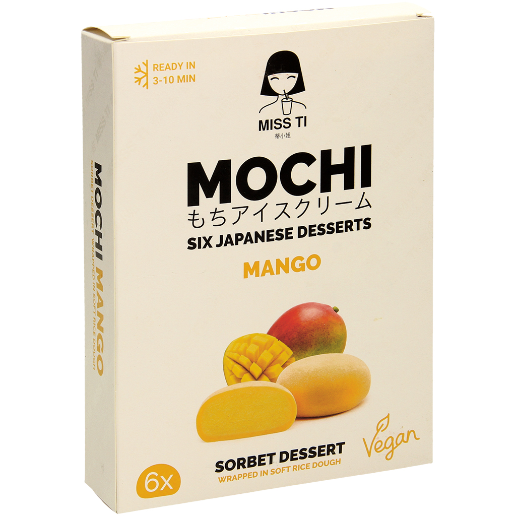 Mochi-mangosorbet in rijstdeeg