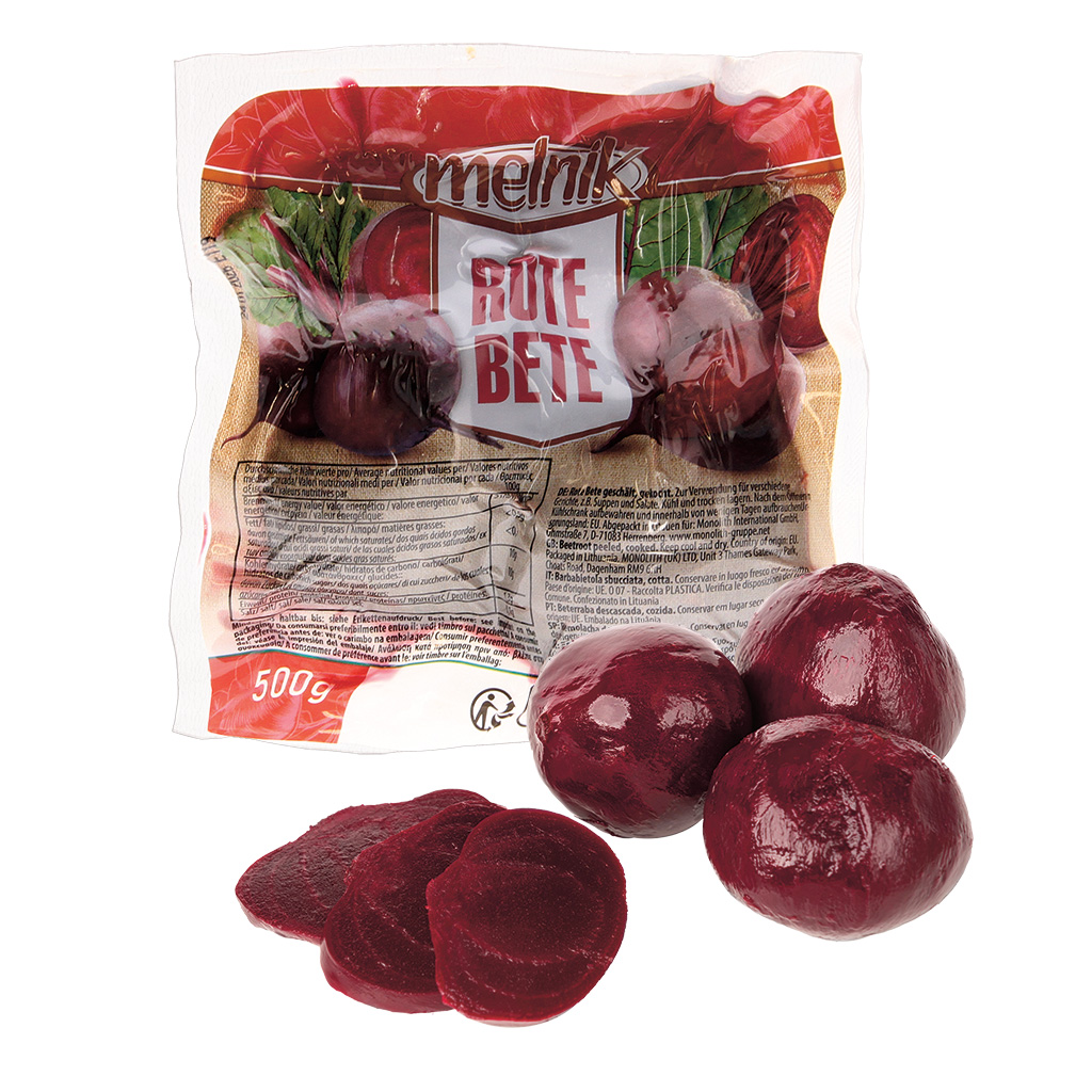 Rode biet, geschild en gekookt