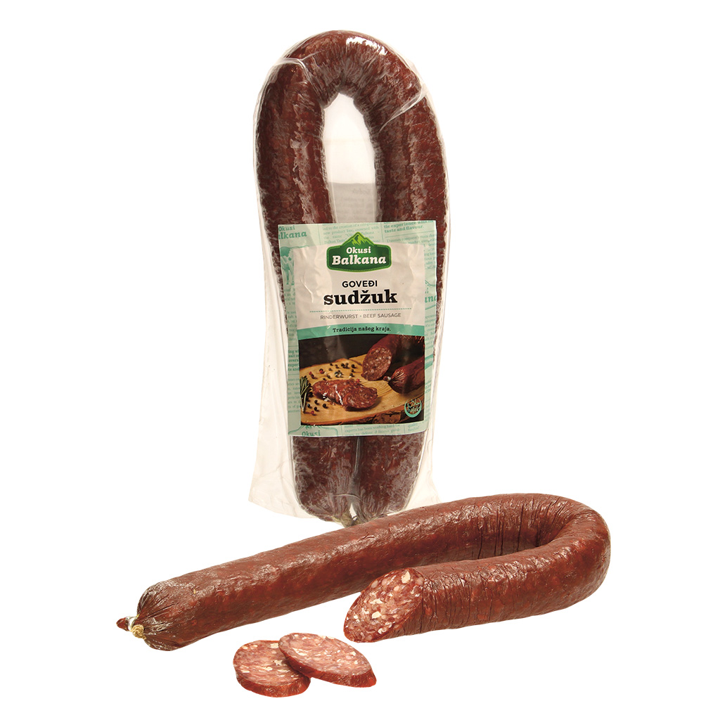 Halal rundvleesworst, grof gemalen, gerookt, luchtgedroogd