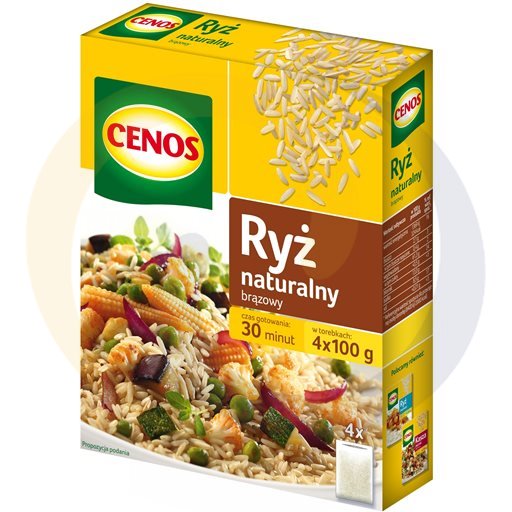 Cenos Volle Granen Natuurlijke Zilvervliesrijst 400 g (4 x 100 g)