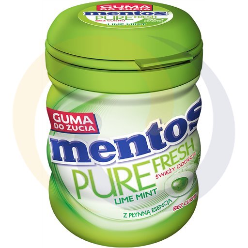 Mentos Pure Fresh Лайм Мятный Жевательная Резинка Без Сахара 60 г (30 Штук)